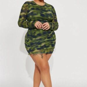 Fashion Nova Green Bodycon Dress Long Sleeve Night Out